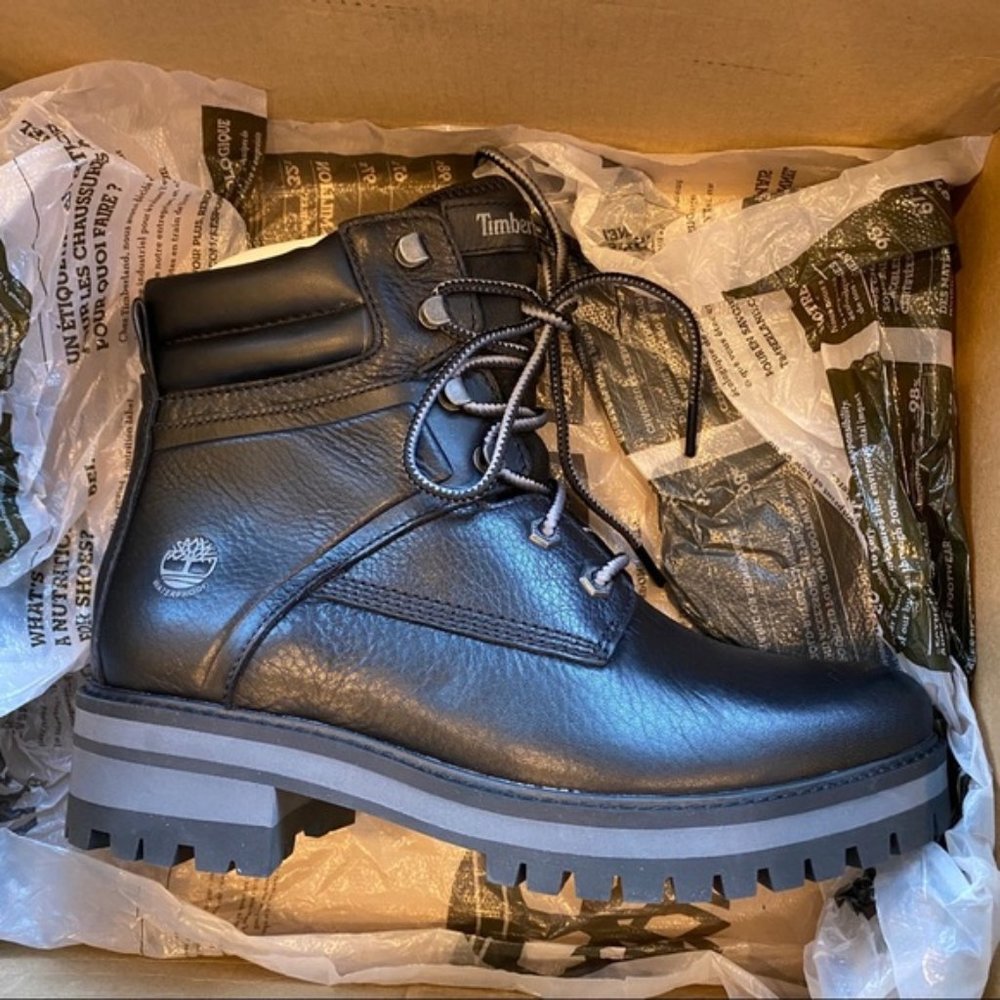 Timberland Courmayeur Valley Mid Lace Black Waterproof Boots Shoes 9 9.5 NEW - Picture 7 of 7